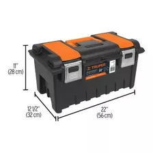 Caja Herramienta 22'' Compartimentos Y Broches Truper 11812 Color Negro/naranja