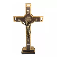 Crucifixo Mesa Altar Parede Madeira Metal São Bento Cruz P