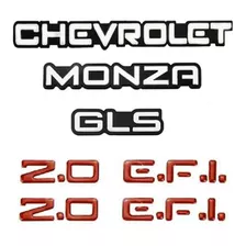 Kit Emblemas Chevrolet Monza Gls 2.0 E.f.i. Vermelho +brinde