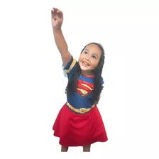 Vestido Super Girl Com Capa Infantil Fantasia