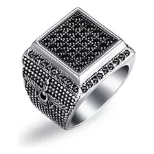 Anillo Grande Retro Cuadrado Delantero Para Hombre Con Incru