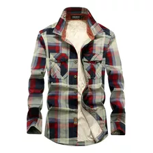 Camisa A Cuadros Hombre Polar Lana Casual Harajuku Abrigo Sl