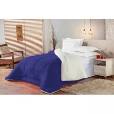 Coberdrom Cama Queen Sherpa Dupla Face Com Manta Soft Plush 