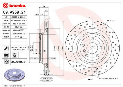 Kit-4 Discos Freno Mercedes-benz Ml350 4.7l V8 2012 Brembo Foto 4