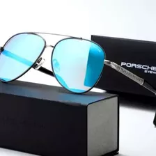 Óculos Porsche Masculino Azul Polarizado Uv400 Original