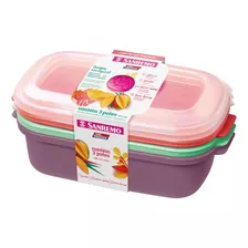 Potes Plástico Freezer Alimentos 1.1 L Sanremo Kit C/3 Pçs Cor Diversas