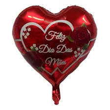 10 Balão Metalizado Coração Feliz Dia Das Mães Rosas 45cm