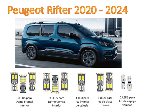 Kit Led Interiores Peugeot Rifter 2020 2021 2022 2023 2024  Foto 2