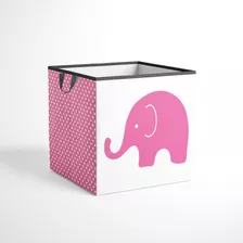 Bacati Elefantes Cesto Almacenamiento Bolsa, Color Rosa/gris