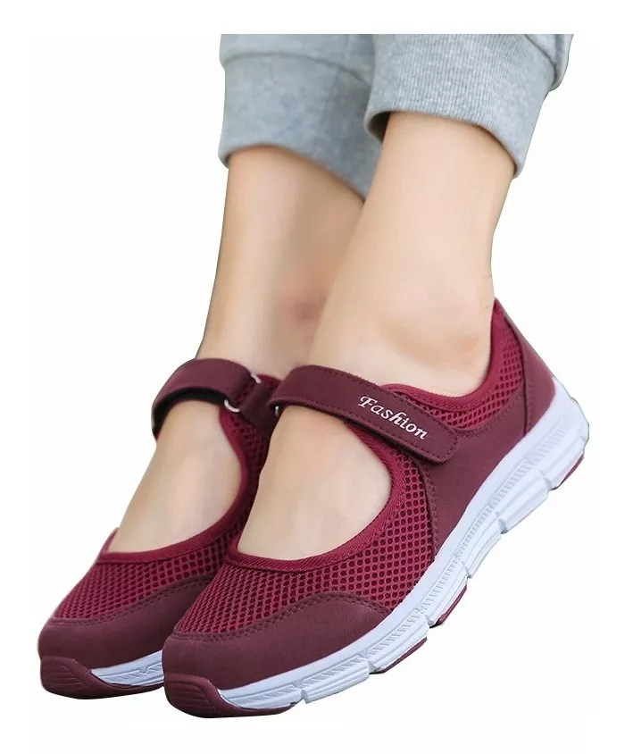 Zapatos De Tenis Ligeros Y Cómodos Con Velcro Para Mujer