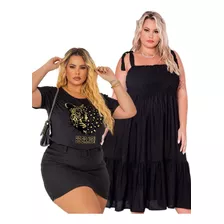 Kit Blusa Plus E Vestido Plus Size Brinde Frete Gratis