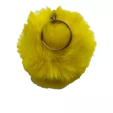 Chaveiro Pompom Pelúcia Amarelo Gema 70 Mm (3 Un)