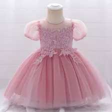 Vestido De Niña De Fiesta Mini-mi Modelo Celina Rosa Viejo