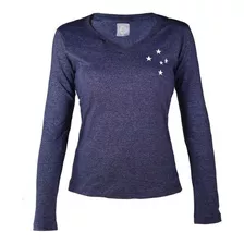 Camisa Feminina Manga Longa Estrelas Bordadas Cruzeiro