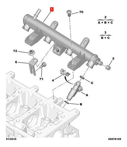 Inyector De Riel De Combustible Del Motor Para Peugeot 206 Foto 5