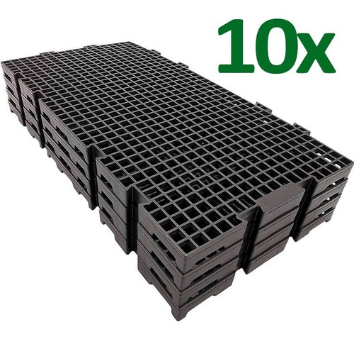 Piso Pallet Plástico 25x50 Preto - Kit 10 Pçs Estrado Multi