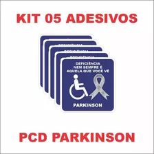 05 Adesivos Símbolo Parkinson Carro Pcd - Sticker Cadeirante Cor Colorido