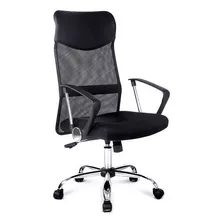 Silla De Escritorio Oficina Daza Wn8009blk Ejecutiva Negra Tapizado De Cuero Sintetico Y Respaldo Alto Tela Mesh 