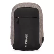 Mochila Cruzada Gris Con Negro Wilys