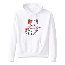 Sudadera Gato Blanco Lindo Cute Tronando Dedos Corazon K Pop