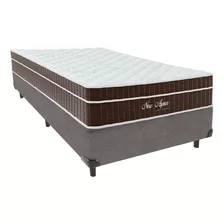 Cama + Box Solteirão Cinza New Aspen Frete Grátis 96x203