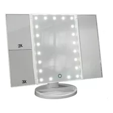 Espejo Con Luz Led Triptico P/ Maquillaje Color Blanco E152