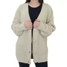 Blusa Feminina Seiki Cardigan Tricot Bege Claro - 810033