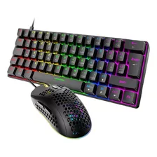 Kit Teclado E Mouse Mecânico Dpi 6400 Gamer Switch Blue T60