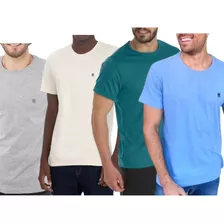 Kit 4 Camisetas Masculinas Básicas Lisa Promoção