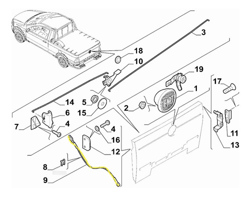 Par Cable Tirante Tapa Caja Batea Fiat Strada 2005-2013 Foto 7