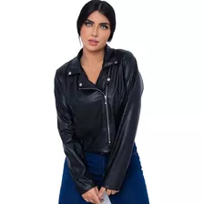 Jaqueta Feminina Couro Fake Courino Jaquetinha Biker Preta