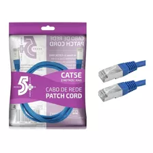 Cabo De Rede Blindado 2m Ethernet Rj45 Cat5e Azul 2 Metros