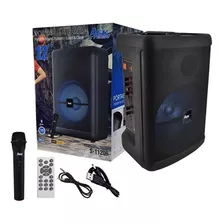 Bocina Bluetooth Grande Control Y Micrófono Karaoke Luz Led Color Negro
