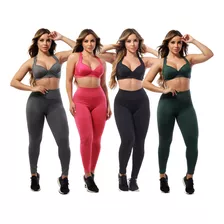 5 Conjunto Calças Legging + Top Roupas Para Academia Atacado