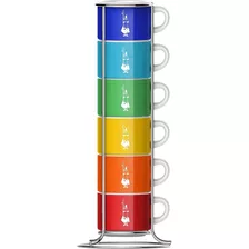 Set 6 Tazas Bialetti Apilables Porcelana Porta Taza 50ml