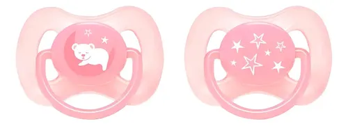 Buba Kit 2 Chupetas Comfort Tamanho 1 - Ursinho E Estrela Rosa 0-6m