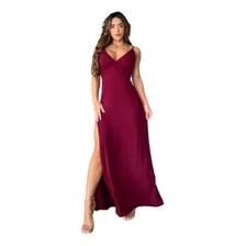 Vestido Longo Marsala Elegante Alcinha Regulável Moda Festas