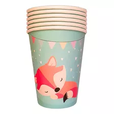 Vaso Polipapel Diseño Zorro Animal Mesa Infantil Cotillon X6