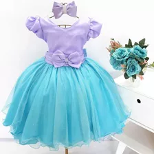 Vestido Infantil Pequena Sereia Luxo Promoção E Tiara 