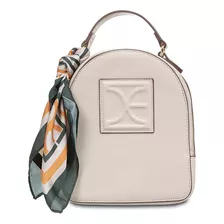 Mochila Cloe Para Mujer Con Mascada Cierre Metálico Color Beige