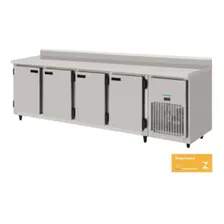 Balcão Refrigerado Encosto De Inox 4 Portas 2,5 Mts 