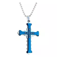 Colar Pingente Cruz Crucifixo Aço Inox Cordão Brilhante Az