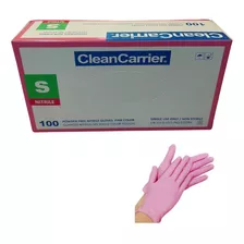 Guantes De Nitrilo Rosado Cleancarrier 100un