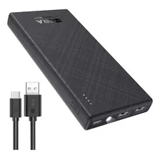 Power Bank Batería Portátil 10000mah Bateria 1hora Gar263 Power Bank Con Indicador De Luz Y Tipo C Baterias Portatiles Celulares Con 2 Usb Salidas Y 1 Entrada Tipo C Negro