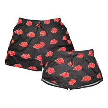 Kit Short Casal Naruto Akatsuki Nuvens Combinando Conjunto