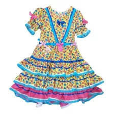 Vestido Infantil Junino Luxo Tamanho 16 Algodão/ Laise 25227