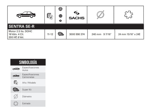 Kit De Clutch Nissan Sentra Se-r 2.5 L Dohc 200 Hp 2011 2012 Foto 2