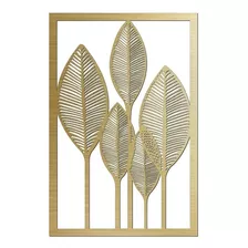 Quadro Grande Folhas Vazado Quarto Sala Decorativo Dourado