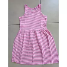 Vestido Niña Carters T4 Nuevo Rayado Rosa Y Blanco S. Mangas