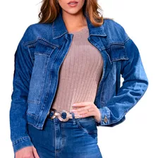 Jaqueta Jeans Oversized Feminina Lavagem Escura 